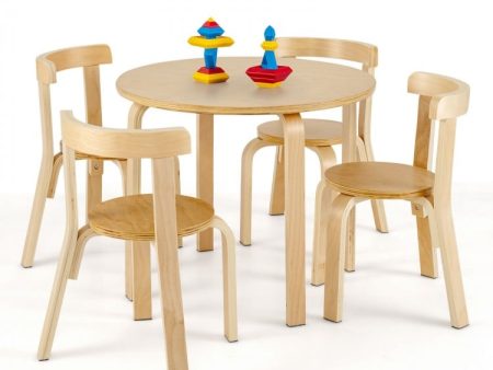 5 Piece Wooden Activity Table + Toy Blocks - Natural For Discount