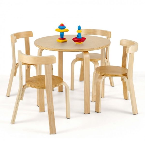 5 Piece Wooden Activity Table + Toy Blocks - Natural For Discount