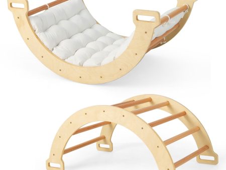 2-in-1 Arch Rocker with Soft Cushion for Toddlers-Natural For Sale