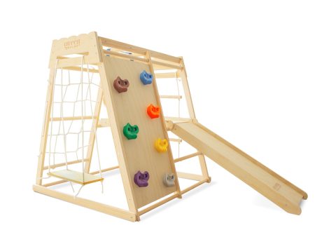 7-in-1 Wooden Kids Jungle Gym Playset With Slide Climbing Net & Swing Online now