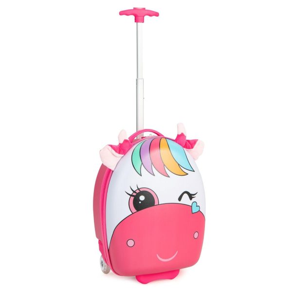 16 Inch Kids Rolling Luggage with 2 Flashing Wheels and Telescoping Handle - Pink Online Hot Sale