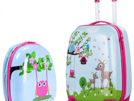 2 Pieces 12 Inch 16 Inch Kids Luggage Set with Backpack and Suitcase - Deer For Sale