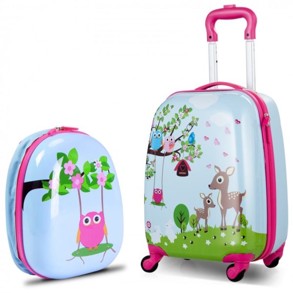 2 Pieces 12 Inch 16 Inch Kids Luggage Set with Backpack and Suitcase - Deer For Sale