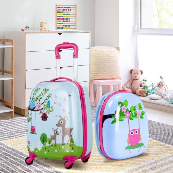 2 Pieces 12 Inch 16 Inch Kids Luggage Set with Backpack and Suitcase - Deer For Sale