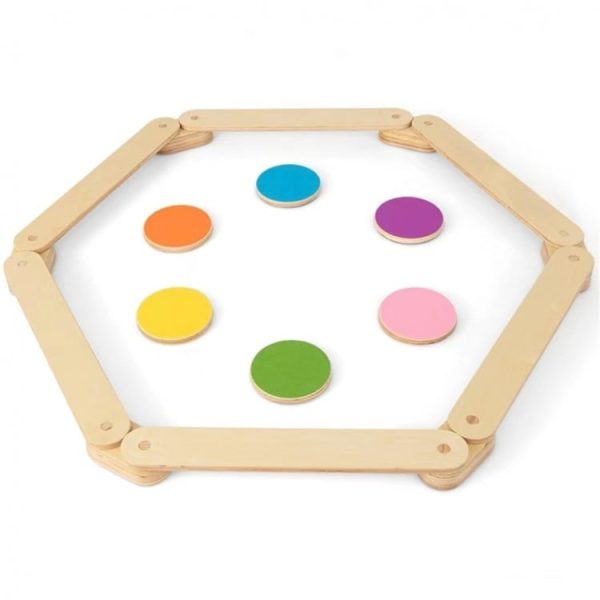 12-Piece Kids Wooden Balance Beam with Colorful Stepping Stones For Sale