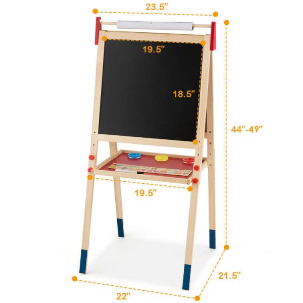 All-in-One Wooden Height Adjustable Kid s Art Easel with Magnetic Stickers and Paper Online Hot Sale