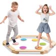 12-Piece Kids Wooden Balance Beam with Colorful Stepping Stones For Sale