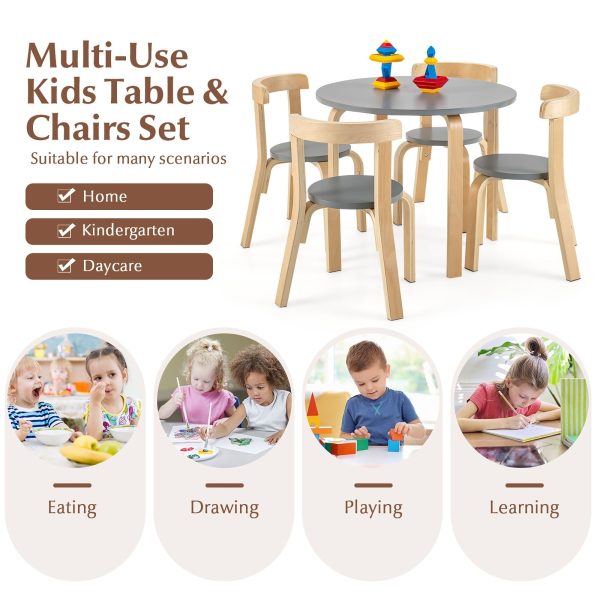 5 Piece Wooden Activity Table + Toy Blocks - Natural For Discount