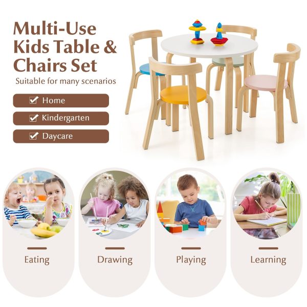 5 Piece Wooden Activity Table + Toy Blocks - Pastel Sale