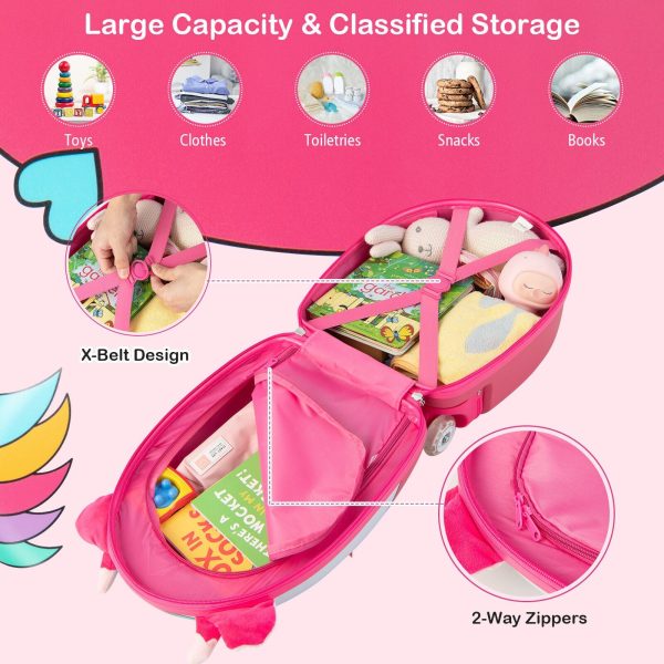 16 Inch Kids Rolling Luggage with 2 Flashing Wheels and Telescoping Handle - Pink Online Hot Sale