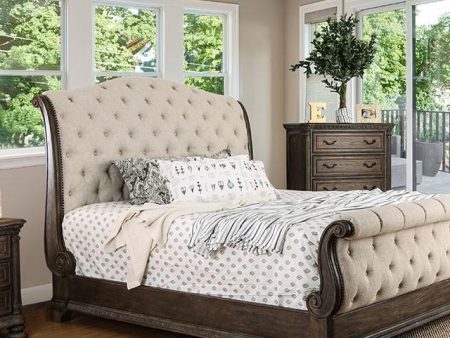 LYSANDRA Beige Rustic Natural Tone Queen Bed For Discount