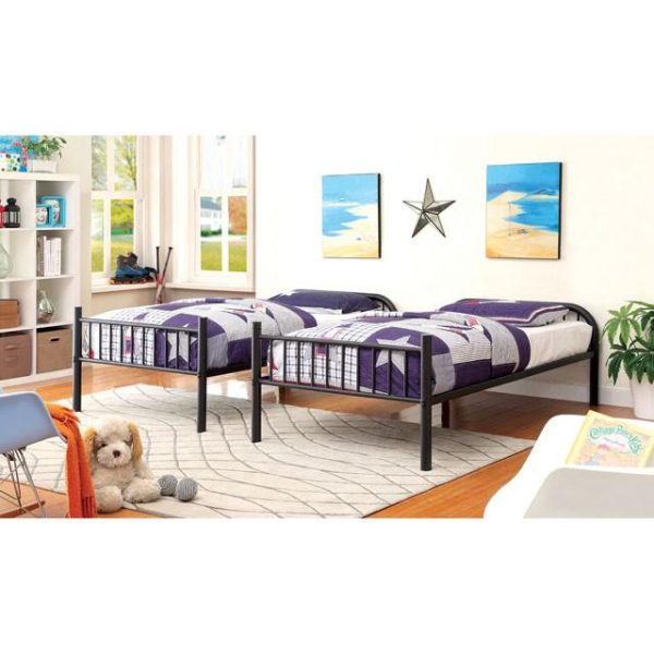 RAINBOW Black Metal Twin Twin Bunk Bed Cheap