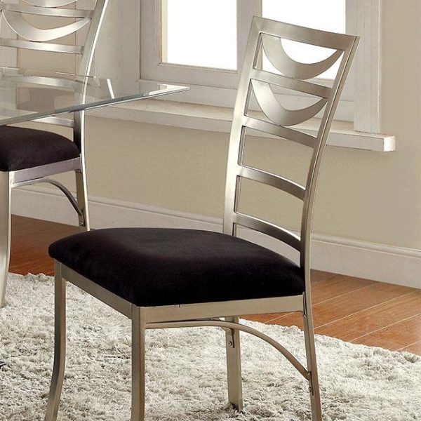 ROXO Silver Black Side Chair (2 CTN) Fashion