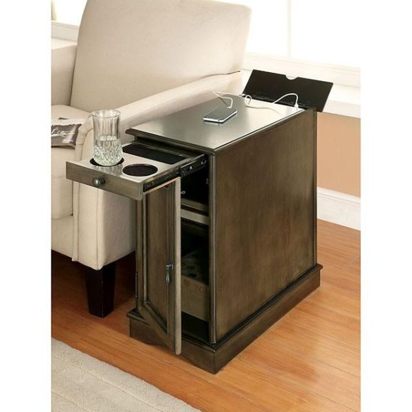 LILITH I Gray Side Table w  USB on Sale