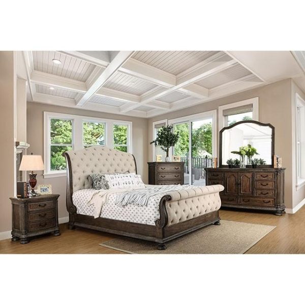 LYSANDRA Beige Rustic Natural Tone E.King Bed Discount