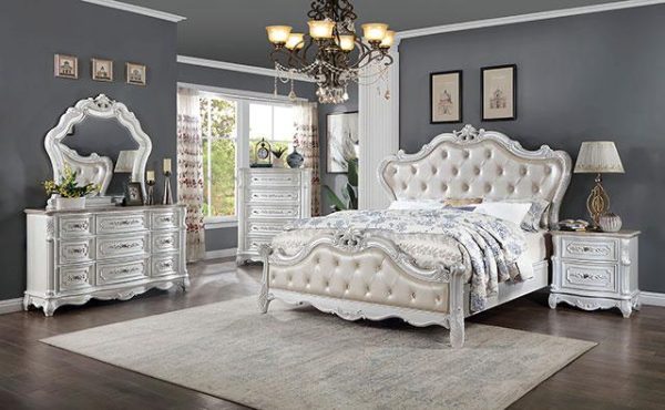 ROSALIND Cal.King Bed, Pearl White For Sale