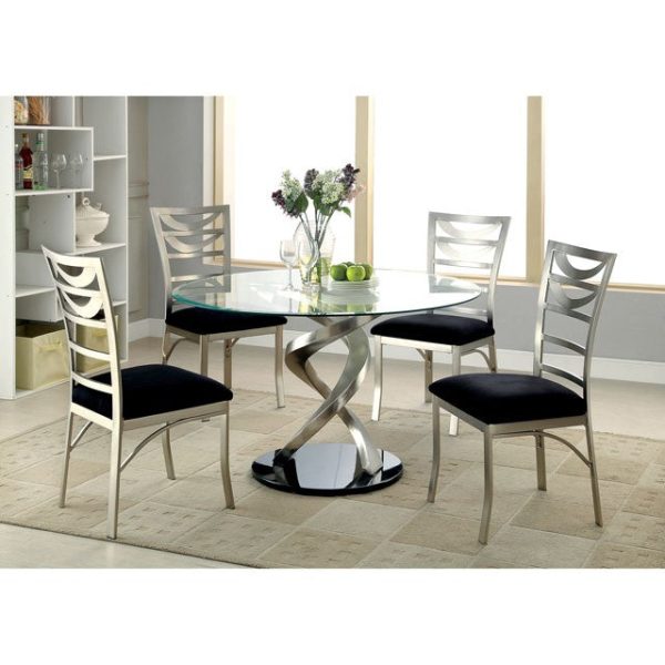 ROXO Silver Black Side Chair (2 CTN) Fashion