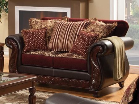 Franklin Burgundy Espresso Love Seat, Burgundy For Sale