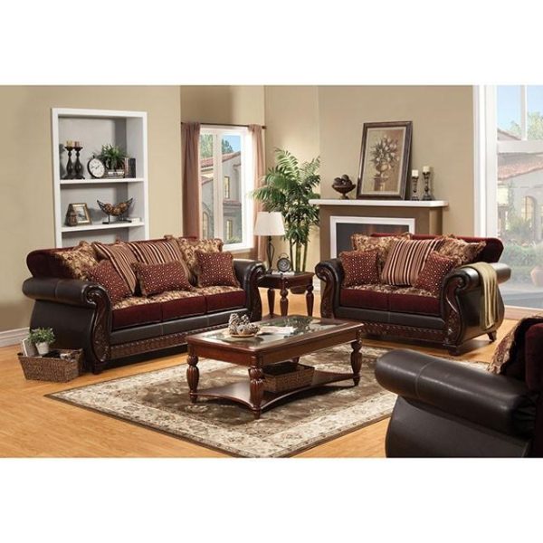 Franklin Burgundy Espresso Sofa, Burgundy For Cheap