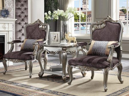 Picardy Velvet & Antique Platinum Chair & 1 Pillow Fashion