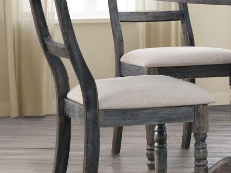 Acme Furniture Wallace Side Chair in Light Brown and Weathered Gray (Set of 2) 74642 Supply