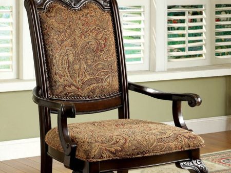 BELLAGIO Brown Cherry Pattern Fabric Arm Chair (2 CTN) For Discount