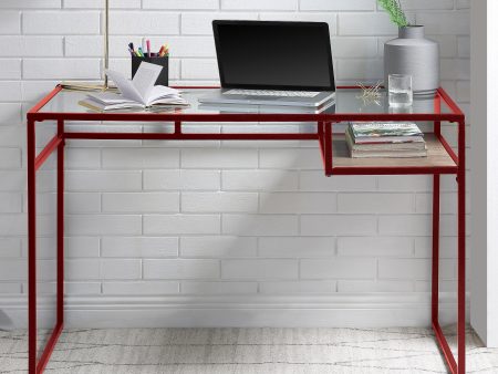 Yasin Red & Glass Desk For Discount