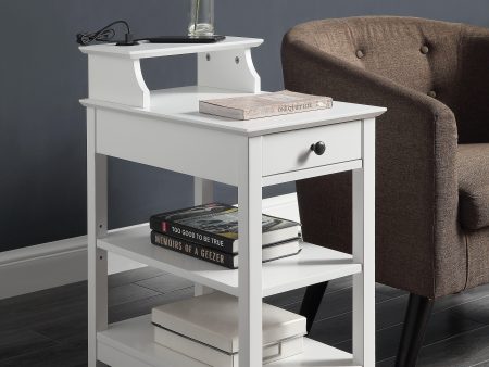 Slayer White Side Table (USB Charging Dock) For Discount