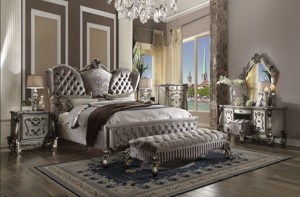 Versailles Velvet & Antique Platinum California King Bed Discount