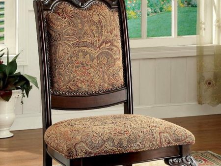 BELLAGIO Brown Cherry Pattern Fabric Side Chair (2 CTN) Hot on Sale