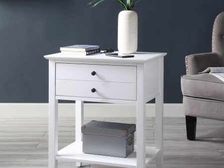 Grardor White Side Table (USB Charging Dock) For Discount