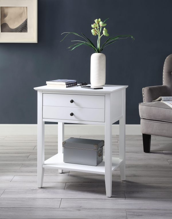 Grardor White Side Table (USB Charging Dock) For Discount