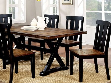 ALANA Antique Oak Black Dining Table For Cheap