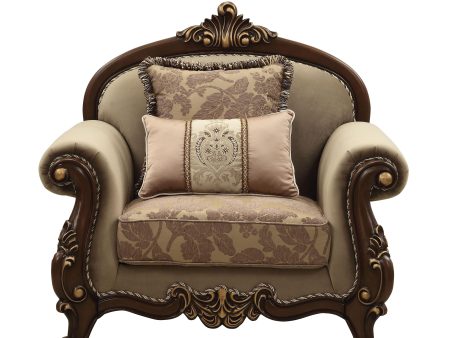 Mehadi Velvet & Walnut Chair & 2 Pillows For Cheap