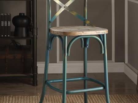 Zaire Antique Turquoise & Antique Oak Bar Chair (1Pc) Supply