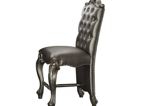 Versailles Silver PU & Antique Platinum Counter Height Chair Online Sale