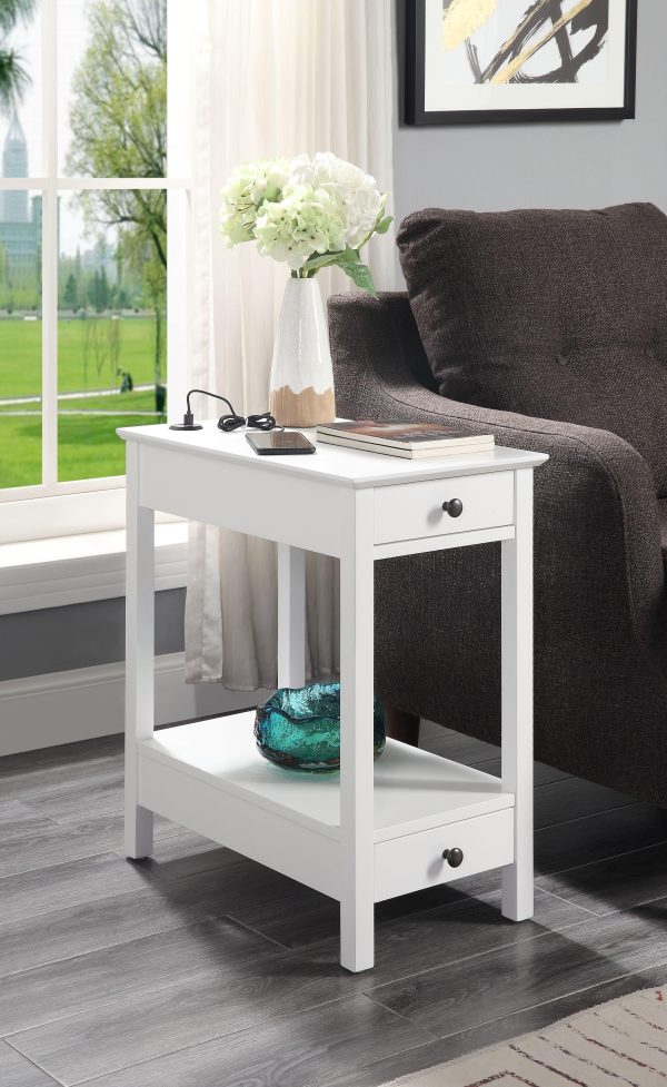 Byzad White Side Table (USB Charging Dock) Supply