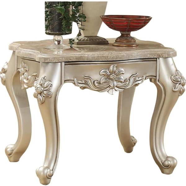 Acme Furniture Bently End Table in Marble Champagne 81667 Supply