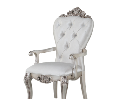 Gorsedd Cream Fabric & Antique White Arm Chair on Sale