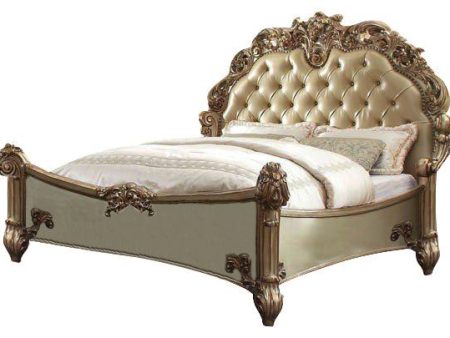 Acme Vendome Button Tufted King Bed in Gold Patina 22997EK Hot on Sale