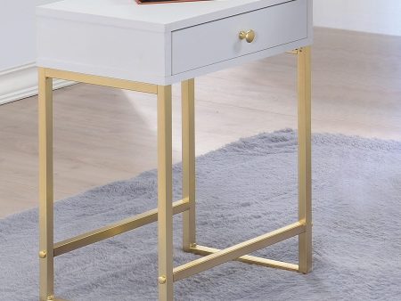 Coleen White & Brass Side Table Supply