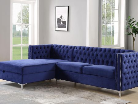 Sullivan Navy Blue Velvet Sectional Sofa For Sale