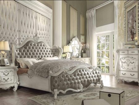 Versailles Vintage Gray PU & Bone White Eastern King Bed Online