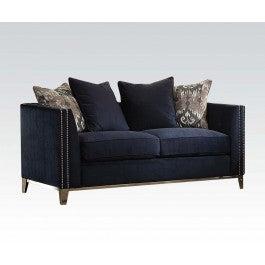 Acme Phaedra Loveseat with 4 Pillows in Blue Fabric 52831 For Cheap