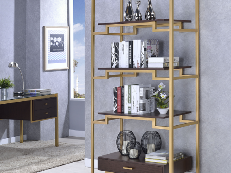 Yumia Gold & Clear Glass Bookshelf For Discount