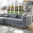 Amie Glam Gray Sectional w Storage For Discount