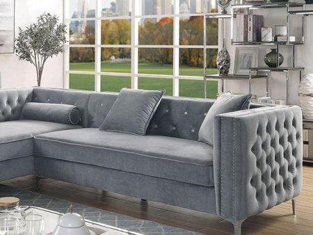 Amie Glam Gray Sectional w Storage For Discount