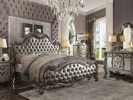 Versailles II Silver PU & Antique Platinum Eastern King Bed Online