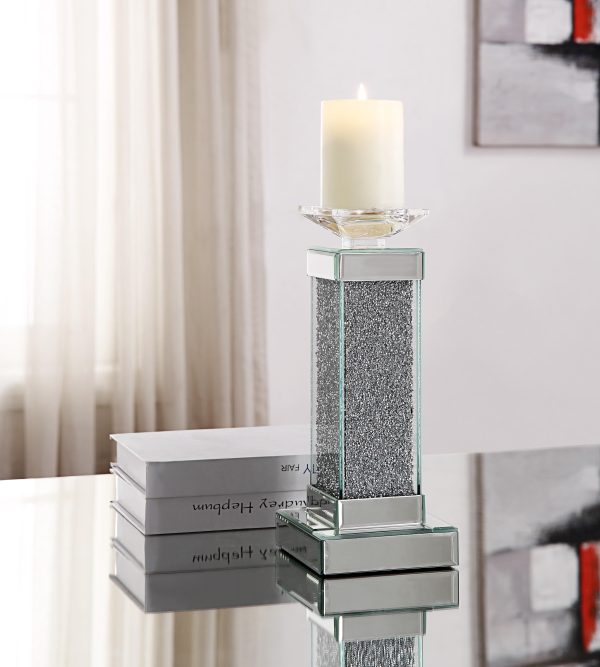 Rekha Mirrored & Faux Crystals Accent Candleholder Online Sale