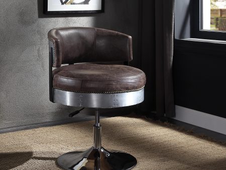 Brancaster Distress Chocolate Top Grain Leather & Chrome Accent Chair on Sale